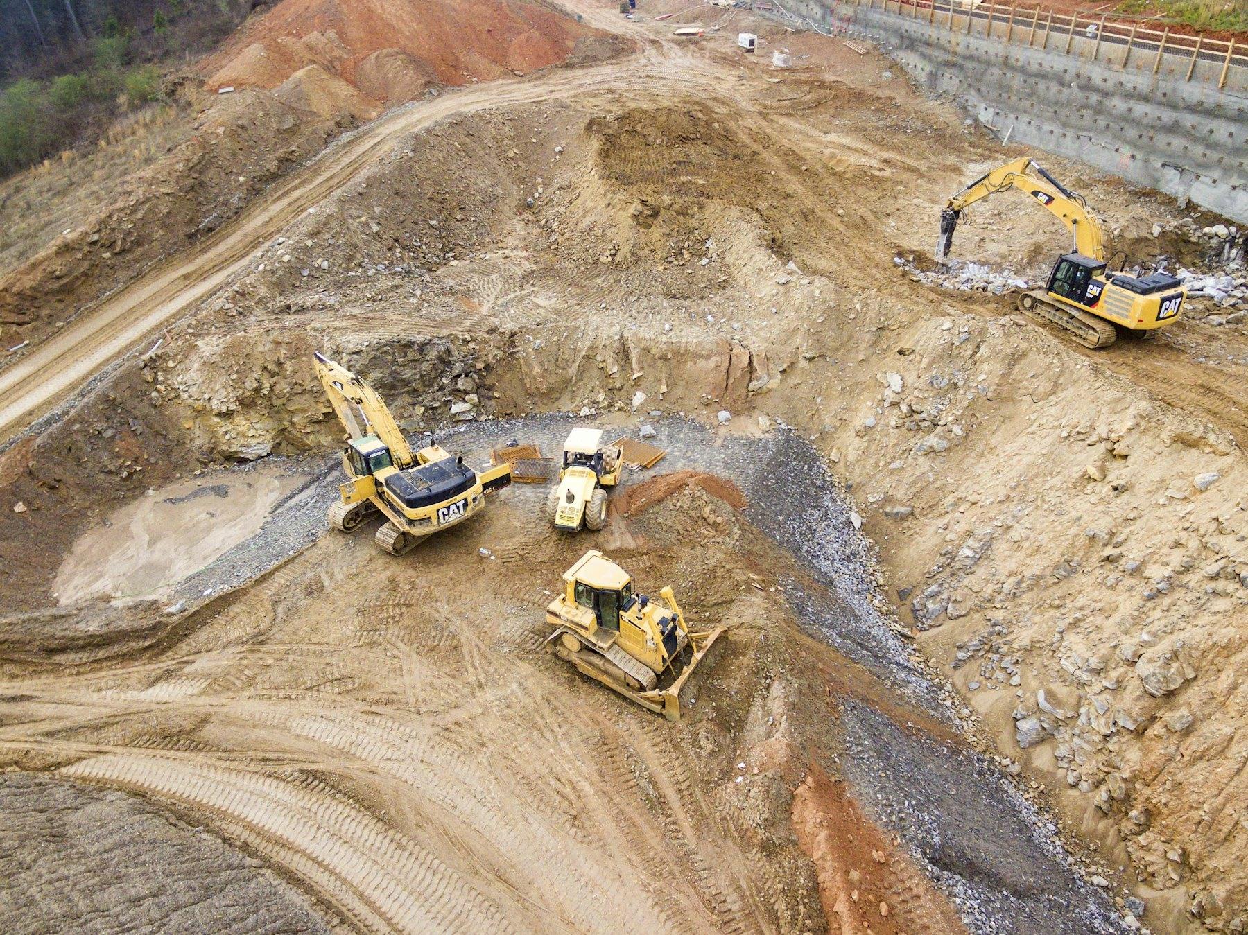 Plant and machinery moving on an earthworks site