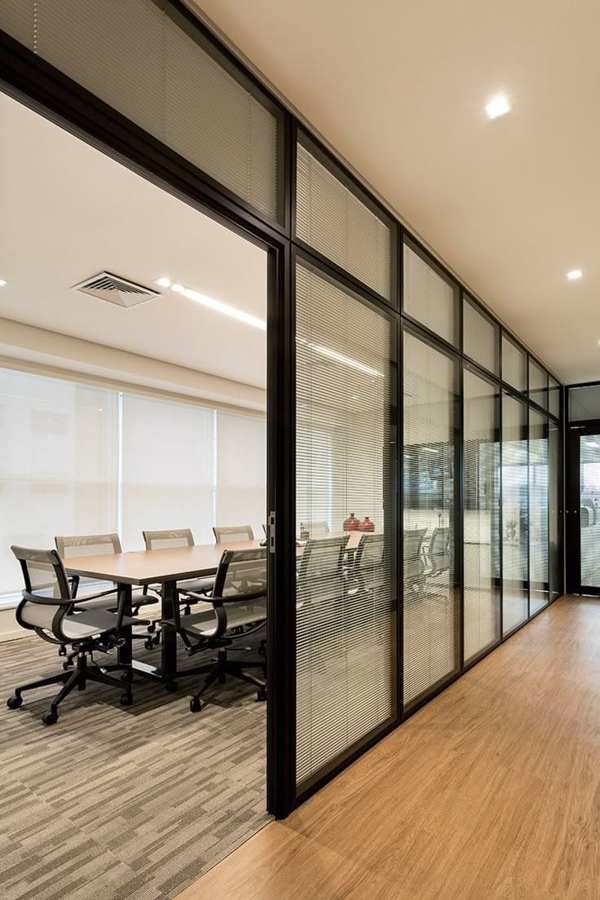 Aluminium-framed glass office partitions